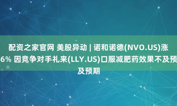 配资之家官网 美股异动 | 诺和诺德(NVO.US)涨近6% 因竞争对手礼来(LLY.US)口服减肥药效果不及预期